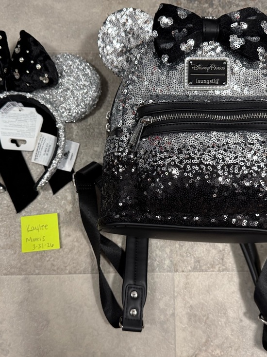 Loungefly Handbags - Loungefly Silver and Black Sequin Backpack